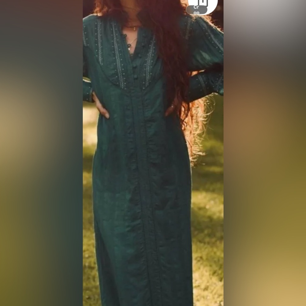 ExVoto Vintage Sutton Maxi Dress Emerald Green Embroidered Eyelet Large NWT $289